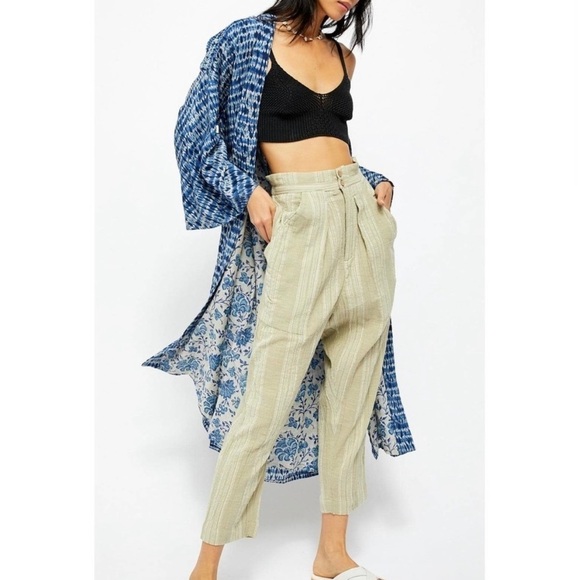 Free People Semi Sweet Cropped Pants in Sage Combo - Picture 2 of 12